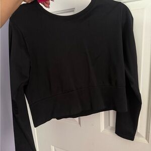 Aerie Classic Black Long Sleeve Crop Top